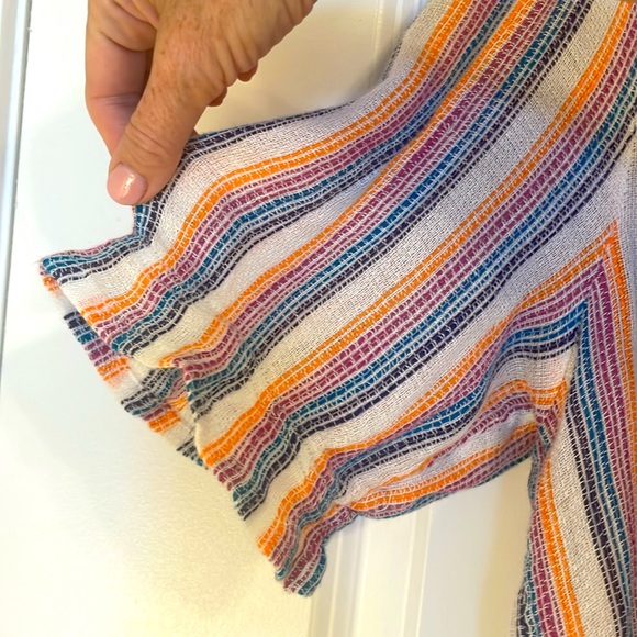 Elan multi-colored striped crop top with tie - Picture 4 of 7